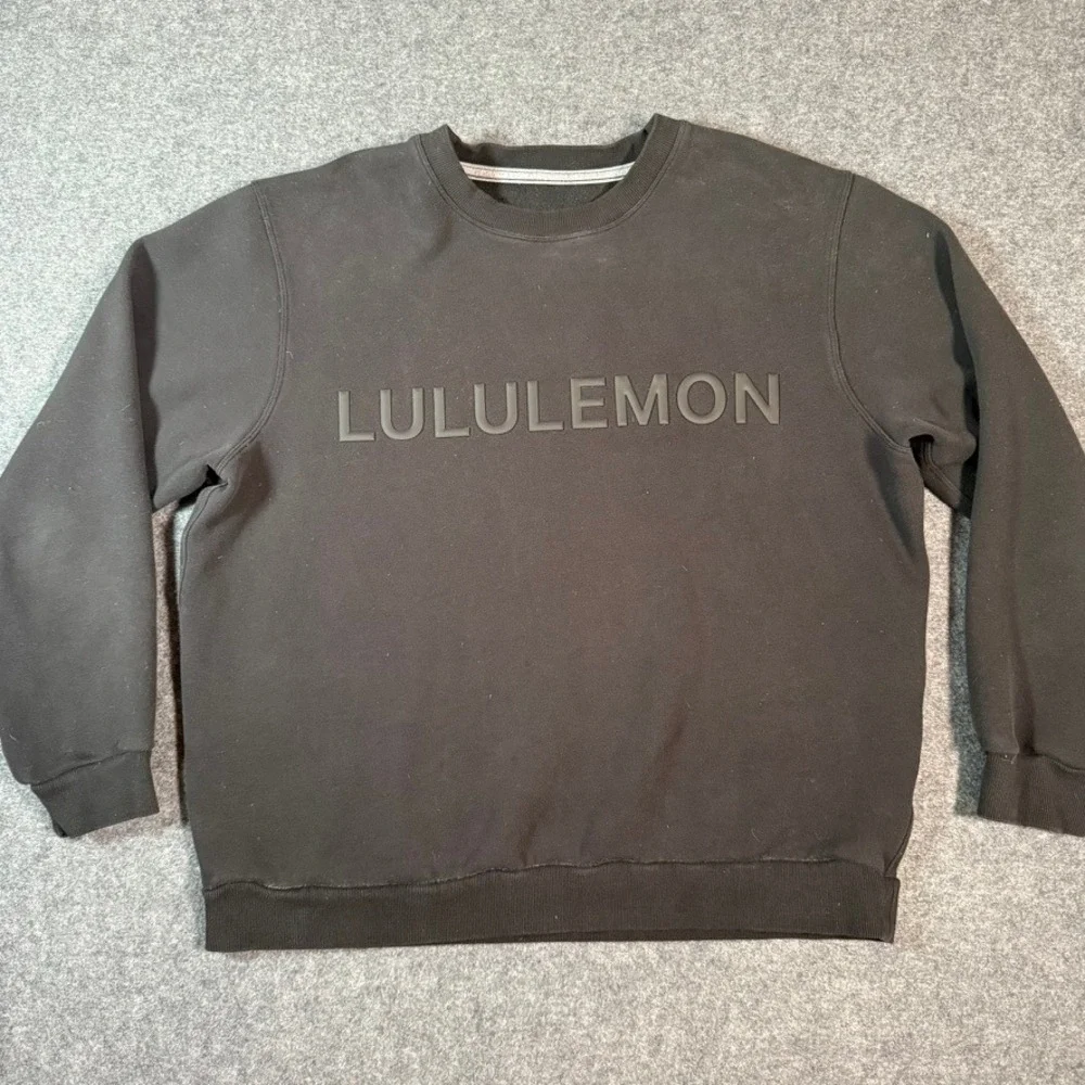 Lululemon Mens Black Logo Crewneck Steady State Sweatshirt Casual Comfort Size L